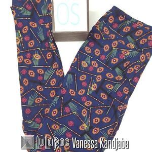 LuLaRoe OS Leggings Blue Aztec NEW